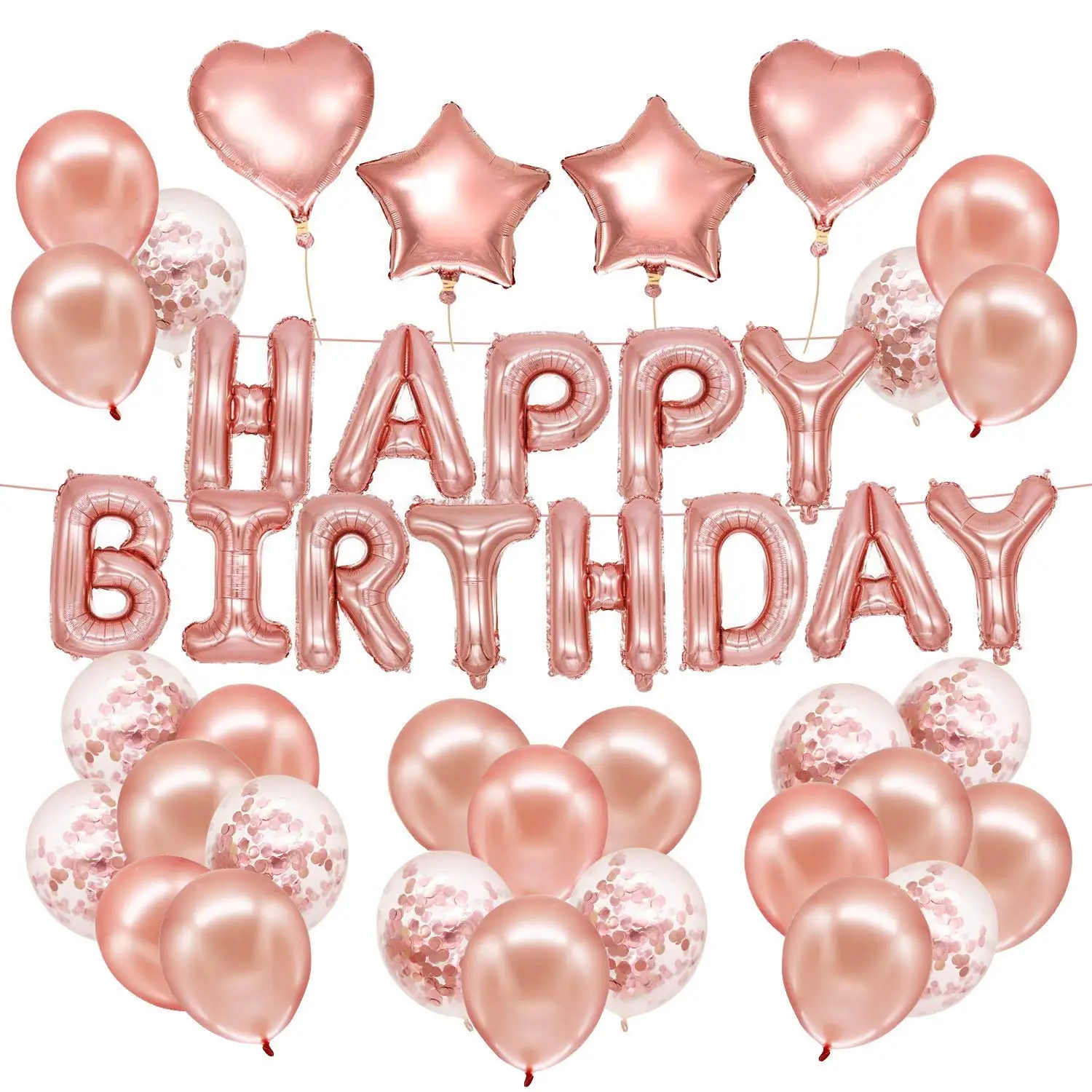 BO 10PCS 12inch Foil Latex Rose Gold Confetti Ballons Happy Birthday Party Decor