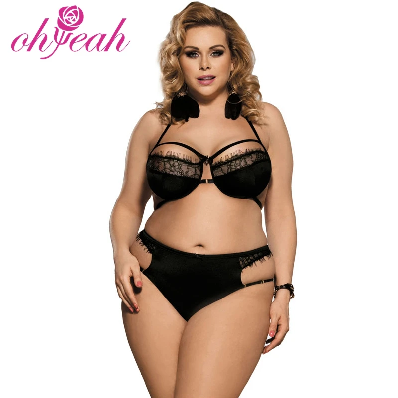 

Plus size Wholesale new arrival black hot sexy bra panty set images, N/a