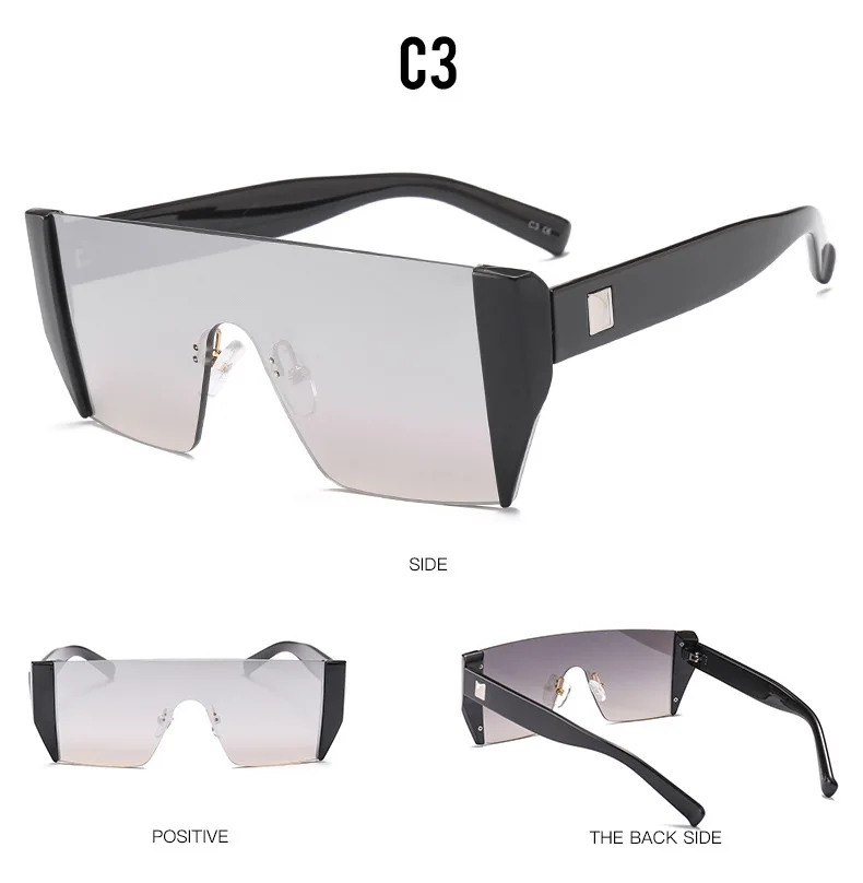 Mens Womens Color Sunglasses Retro Flat Top Black Square Frame Blue Tint Lens