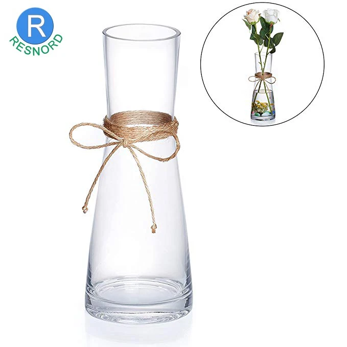 
As Gift Decorative Flower Vases With Rope Tall Glass Vases For Wedding Centerpieces 