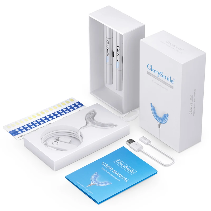

2021 Professional Glory Smile Smart Phone USB Connected Teeth Whitening Led Kit Private Label Logo Non Peroxide