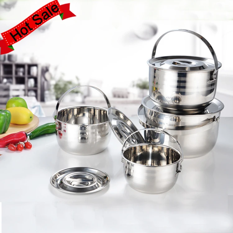 Restaurant Kitchen Stainless Steel Commercial Cooking Pots With Lid