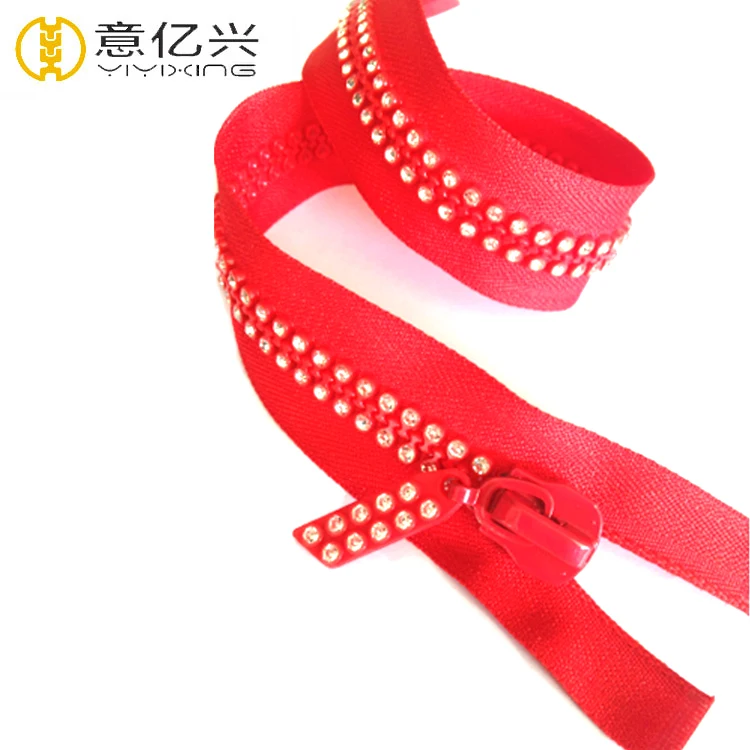

New Arrival Fancy Plastic Rhine Stone Zips With Superior Quality