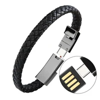 

Creative Birthday Christmas Gifts Wholesale USB Data Cable Leather Phone Charger Bracelet