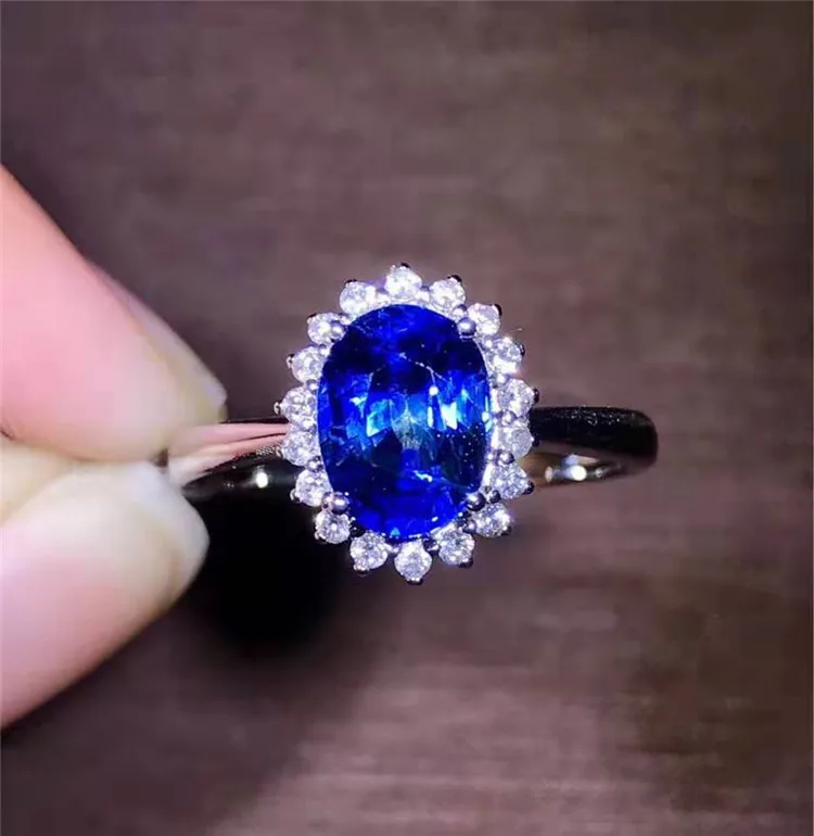 

new style flower jewelry wholesale 18k gold stone ring 1.4ct Sri Lanka natural blue sapphire ring for women