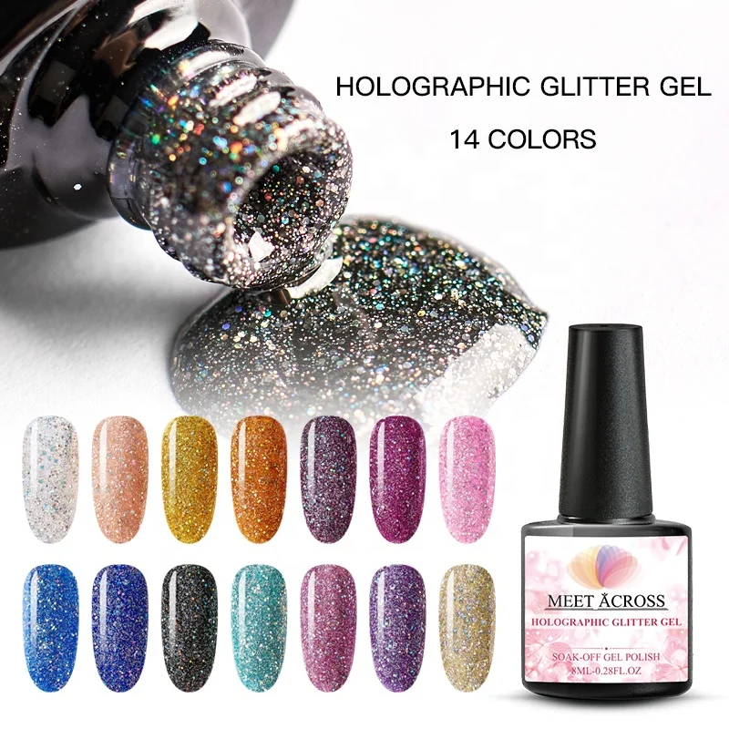 

Wholesale Cheap Bulk Korean Uv Nail Oem Create Your Own Brand Custom Logo 1kg Hot Sell Nails Glitter Gel Polish, 14 colors optional