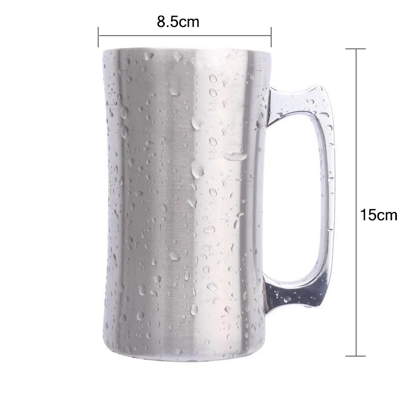 Double Wall Stainless Steel 20oz Large Beer Stein Tumbler With Handle