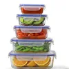 Ikoo glass 5 Pieces Pack Rectangular kitchen containers glass food storage with pp lids