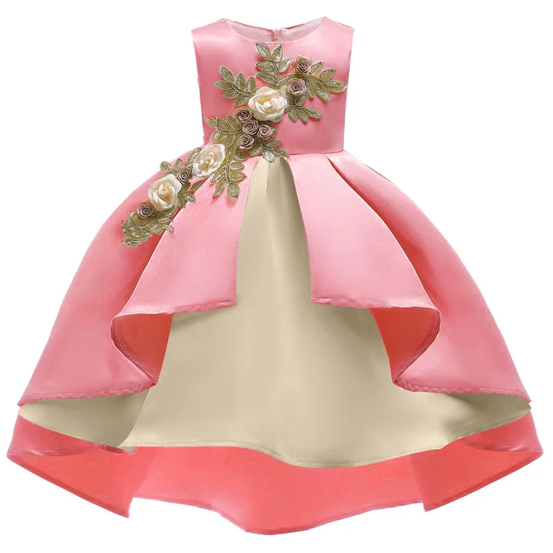 

Exquisite Baby Girl Flower Embroidery Silk Cotton Princess party kid Girl dress party