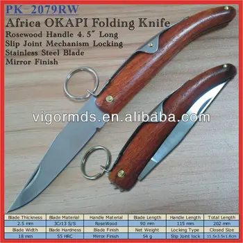 (pk-2079rw) 4.5" Rosewood Handle Slip Joint Lock African Okapi Folding ...