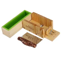 

NK-3 3pcs/set Adjustable Portable Wooden Soap Cutter Box,Stainless Steel Soap Cutter,Silicone Loaf Soap Mold With Wood Box