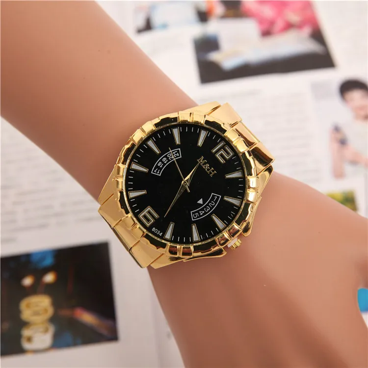 

2018 OEM wholesale fashion Gold mens Watch Cheap price wrist man bracelet stainless steel bracelet watch, White,black,gold