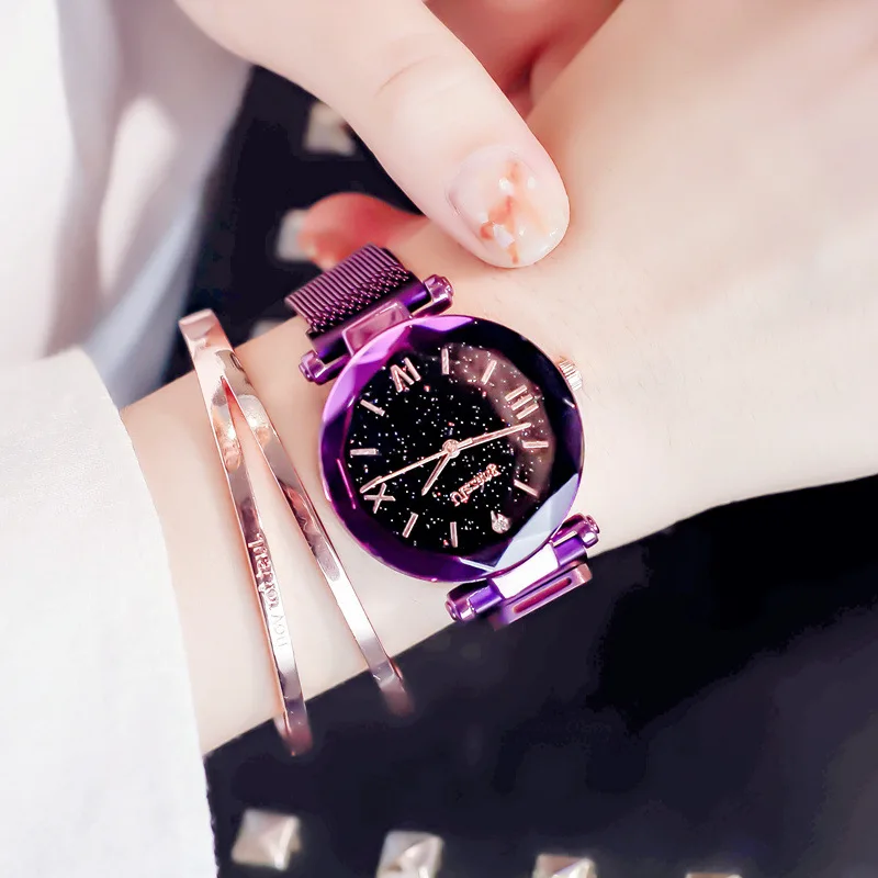 

Ulzzang Luxury Starry Sky Women Watches Magnet Buckle Quartz Wristwatch Roman Numeral Lady Watch