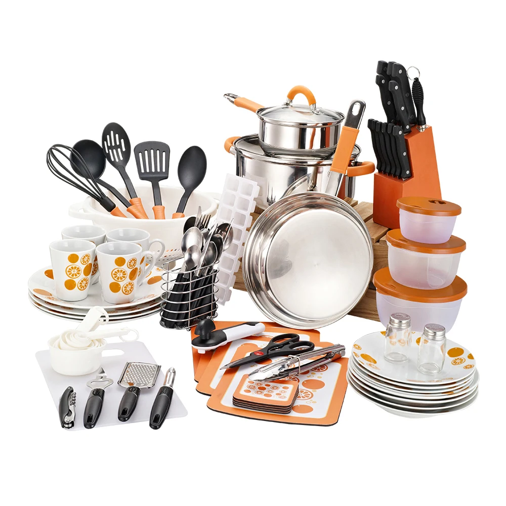 
Non stick stainless steel cookware cooking pot and pan utensils set 