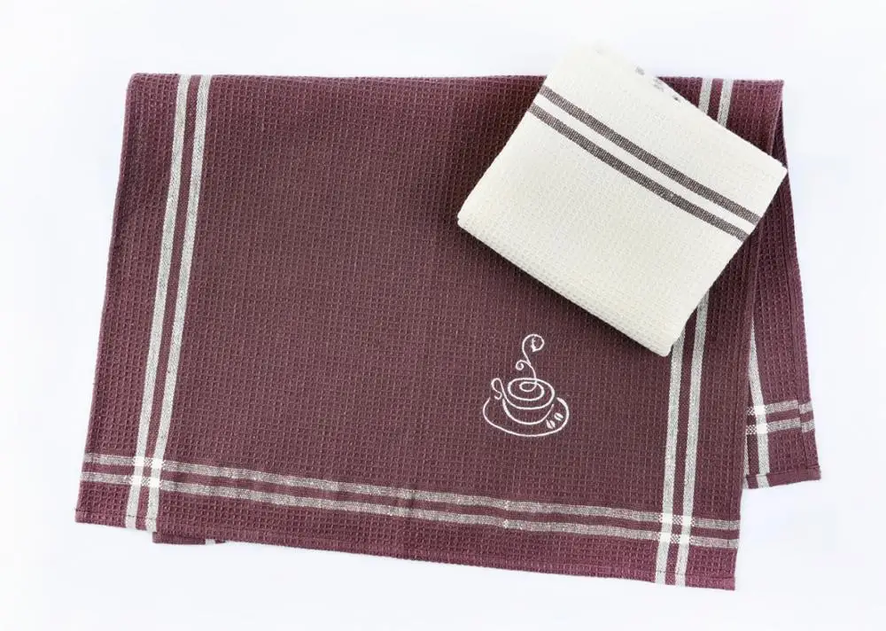 Waffle Tea Towel 100 Cotton Tea Cup Embroidered Kitchen Towel Buy