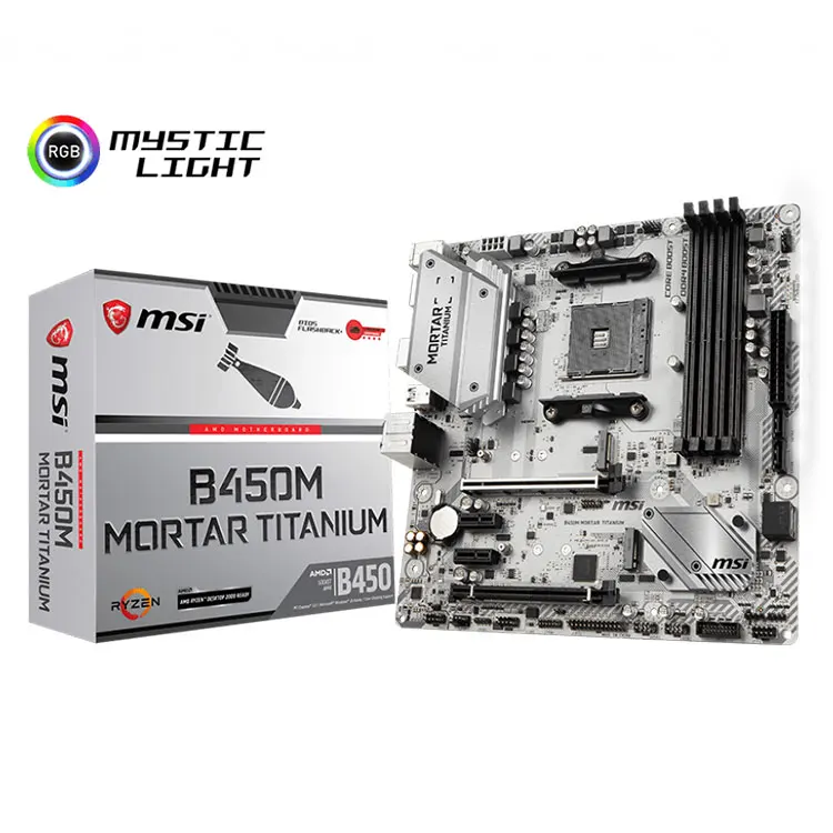

MSI AMD B450M MORTAR TITANIUM 64GB DDR4 AM4 M ATX Desktop Gaming Motherboard