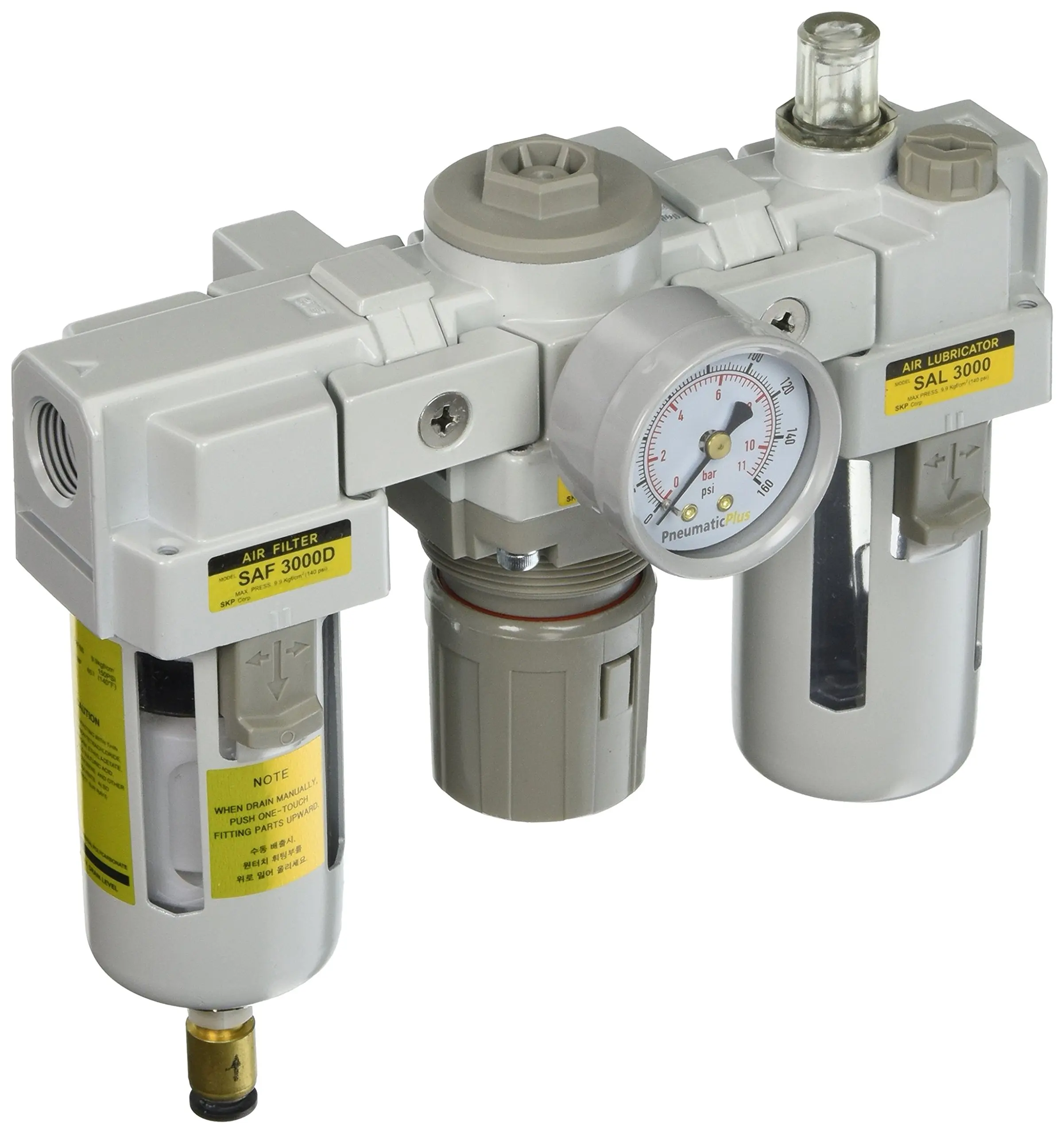 Gauge Metal Bowl PneumaticPlus SAU2000M-N02DG-MEP Mini Three-Unit Combo ...