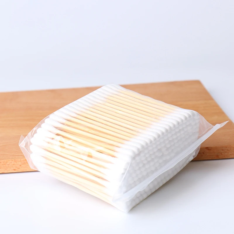 

200pcs bamboo stick q-tip holder in OPP bag, White cotton+natural bamboo color
