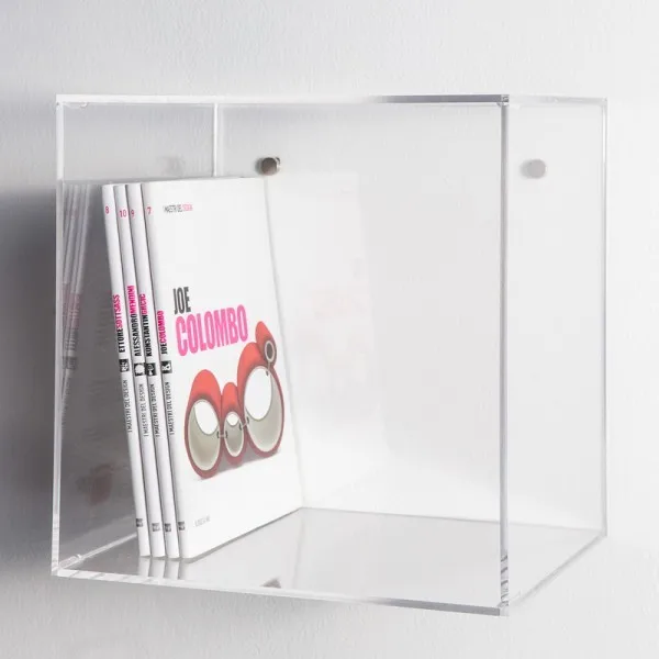 Clear Acrylic Wall Cube Shelves 30x30x20 Lucite Wall Mounted Book Shelf