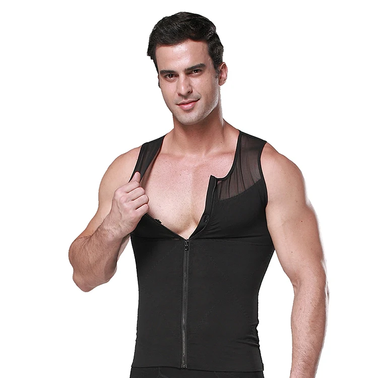 

High Quality Hooks Zipper Front Cross Back Body Shaper Tank Tops In Bulk Men