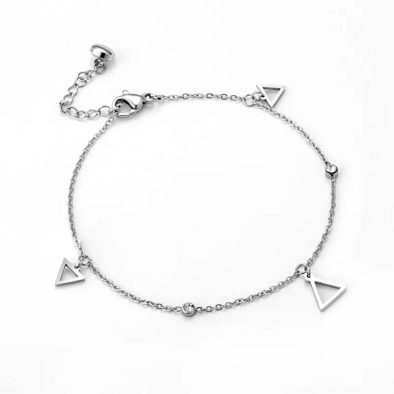 

Loftily Jewelry Minimalist Stainless Steel Silver Chain Bracelet Geometric Pendant Charm Link Bracelet Bangle, Picture