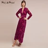 2019 Latest High quality velvet dress long maxi dresses velvet fabric for women ropa mujer
