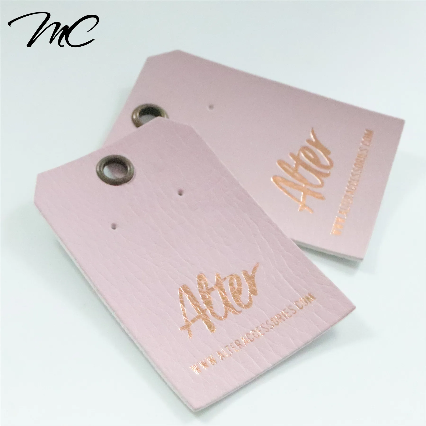 

NO MOQ customize Rose gold foil faux leather labels tag, Customized