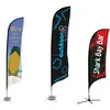 Feather banner flag with pole and ground spike or cross stand