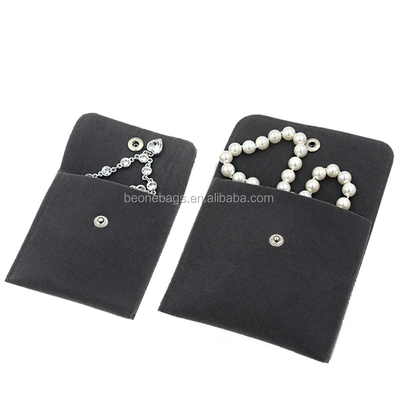 Small Microfiber Jewelry Pouch Jewelry Gift Bag Package With Snap