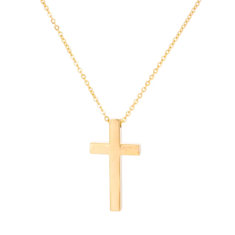 

Hot Sale Stainless Steel God Bless Pendant Cross Gold Plated Cross Jewelry Necklace, Gold;steel