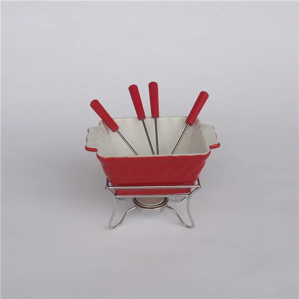 Rectangle shape special cheap chocolate fondue burner candle ceramic fondue 