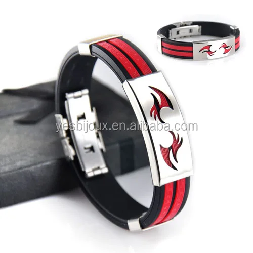 

male stainless steel bangle bracelet rubber titanium jewelry