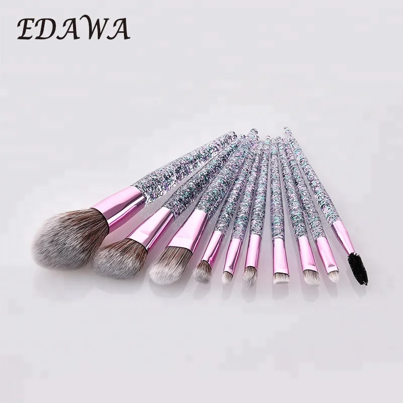 

Popular 10pcs glitter makeup brush set 2019 private label, Purple