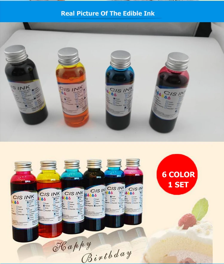 6 Colors Edible Ink Food Printing Cakes Gingerbread For Epson Printer Canon 