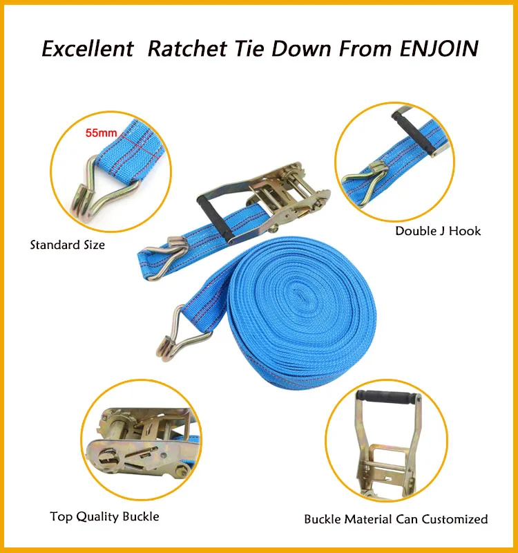 Travel Cargo Binding Band Metal 5m 16ft Blue Ratchet Car Tie Down