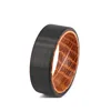 Custom Make Your Own Design Recycled White Oak Whisky Barrel Wood Black Tungsten Mens Wedding Ring By Vlink Jewelry