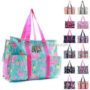 Monogrammed Large Beach Bag Organizing Utility Tote