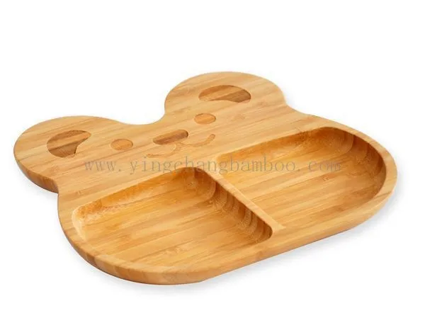 Baby Children Fish-shape Bamboo Wooden Dinner Plate/ Reusable Baby Bamboo Plate
