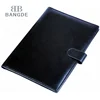 Black PU Compendium Custom Logo and Design Document Organizer Leather File Folder with Notepad