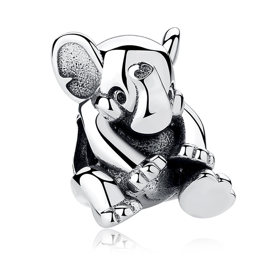 

100% 925 Sterling Silver Cute Elephant Animal Charms Beads Fit Women Bracelet Jewelry Making