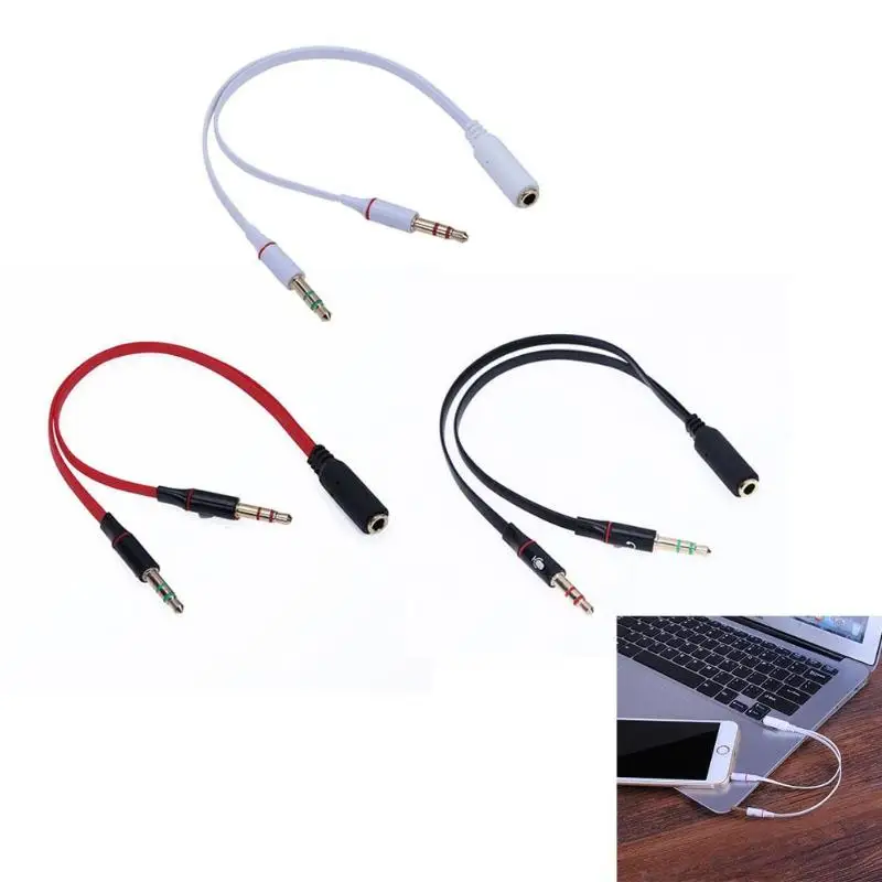 

Free Ship 3.5mm 1 to 2 Audio Cable Single-hole Computer Headphone Mic Adapter Extension Cable for Smartphone Headphone Computer