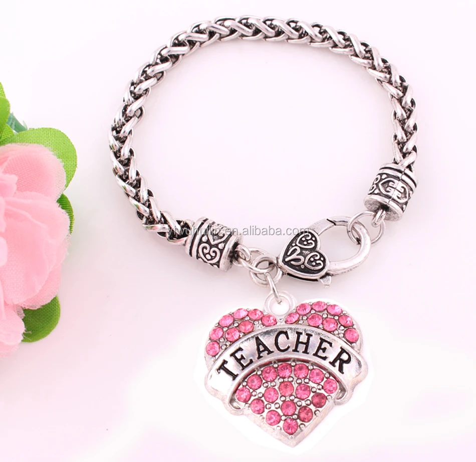 

HL7456541 personalized custom adjustable size heart charm Teacher bracelet for gift