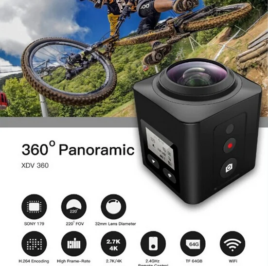 Source 360 Mini Sports 3D VR camera 360 panoramic waterproof 40m wifi 4k action camcorder 16MP Player m.alibaba.com