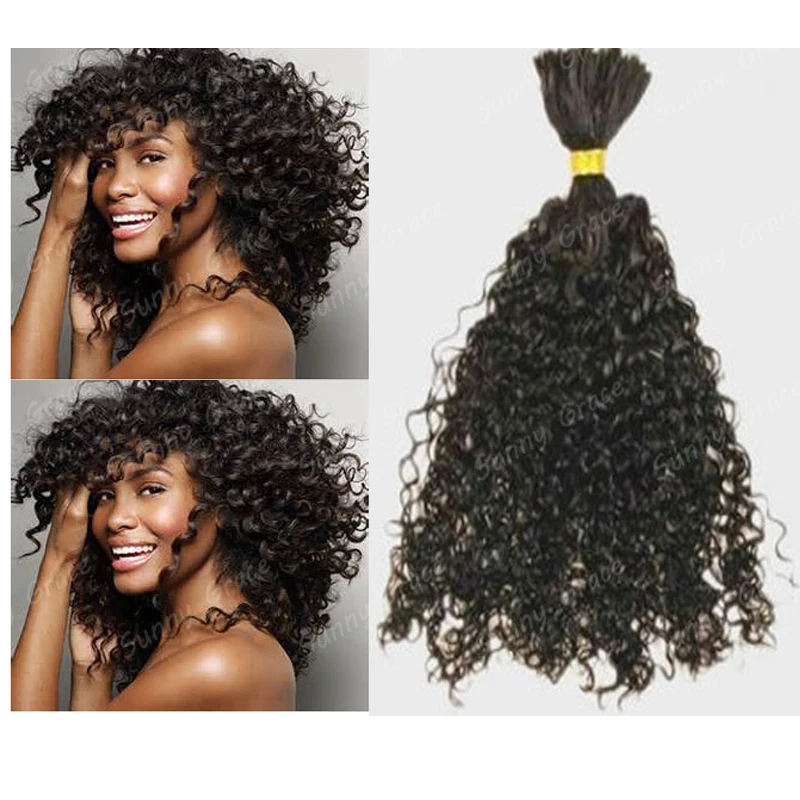 

malaysian china supplier virgin hair extensions without weft afro curly bulks hair weaving for wig making braiding black people, N/a