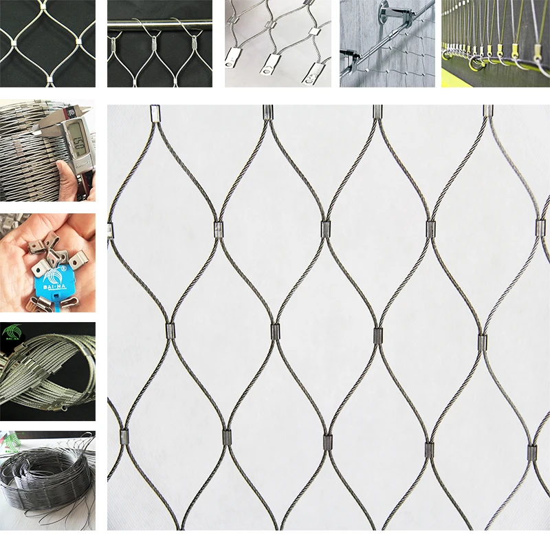 304 316 316l Factory Supply Wire Rope Mesh  Aviary Mesh   Hand Woven 