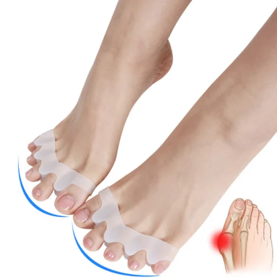 

Soft and Comfortable Toe Protectors Toe Separators to Relief the Feet Pain, Beige/white