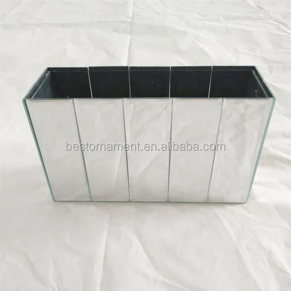 Square Glass Mirror Risers Cube Vase For Wedding Table