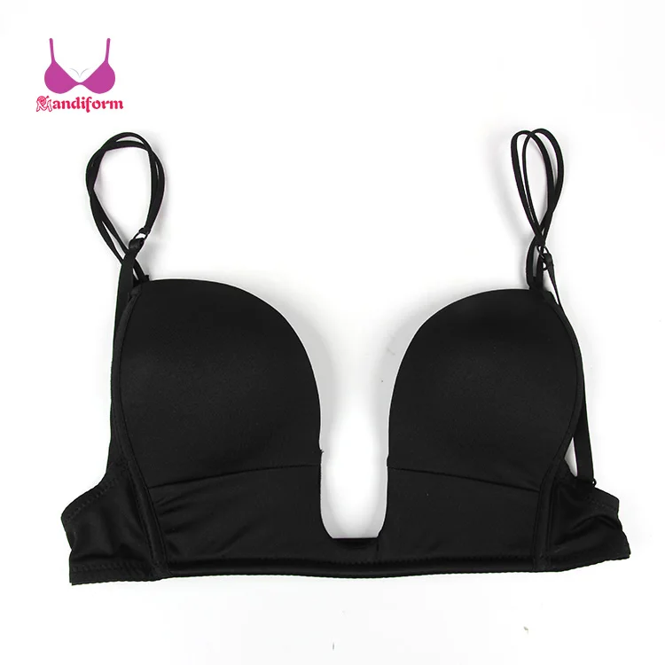 

Cheap invisible Women Lingerie comfort Lady push up Bra OEM customize fashion deep v plunge bra with strap