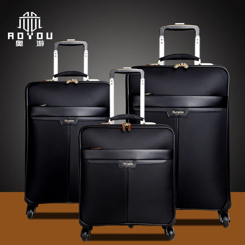 

3pcs 16/20/24 inch Soft suitcase luggage trolley bags travel bags luggage set, Black, coffee, purple