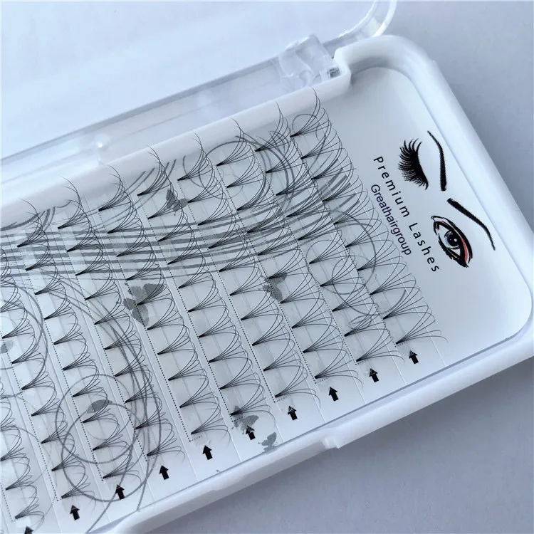 

10D 0.05mm D curl Premade Fan Eyelashes Custom Silk Lashes Short Stems False Eyelashes Vendor Customized Boxes